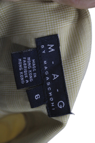 Magaschoni Women Dress Pants Beige Wool Check Size 6