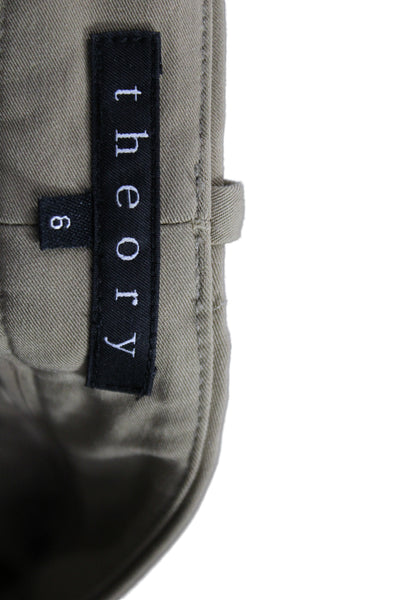 Theory Unisex Chinos Beige Rayon Blend Button Solid Classic Size 6