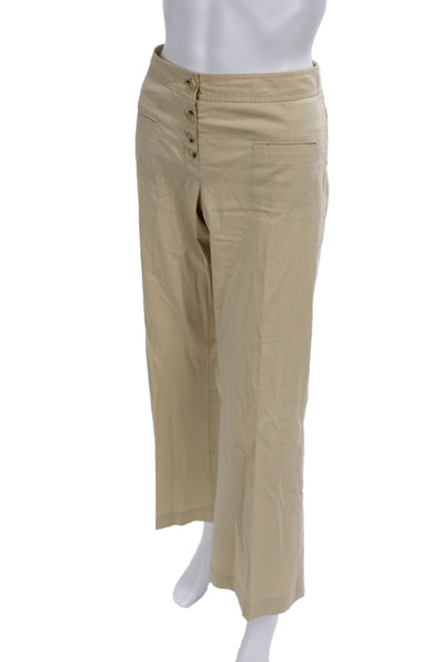 Theory Womens Chino Dress Pants Beige Button Closure Size 6