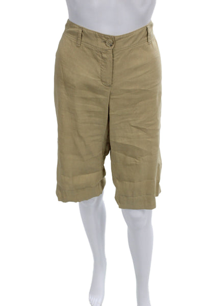 Theory Womens Beige Bermuda Chino Linen Blend Button Front Size 6