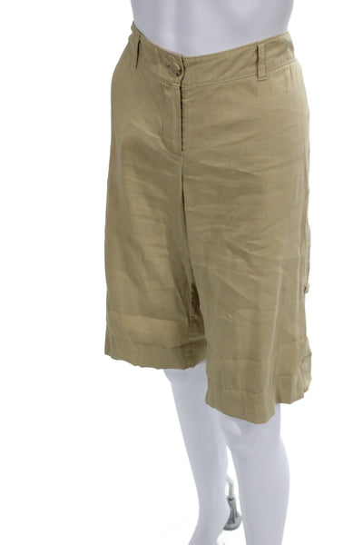 Theory Womens Beige Bermuda Chino Linen Blend Button Front Size 6