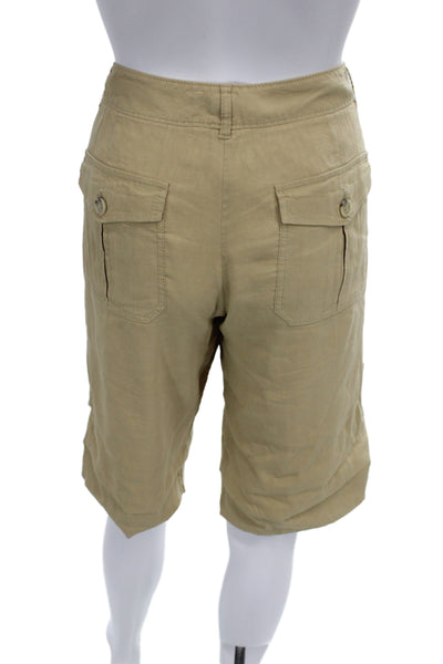 Theory Womens Beige Bermuda Chino Linen Blend Button Front Size 6