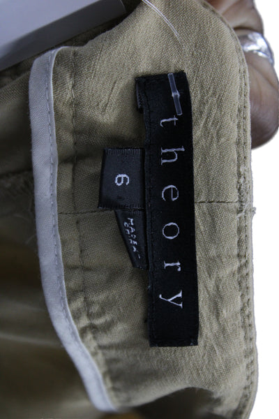 Theory Womens Beige Bermuda Chino Linen Blend Button Front Size 6