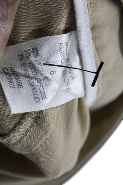 Theory Womens Beige Bermuda Chino Linen Blend Button Front Size 6