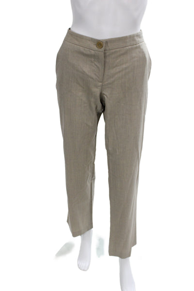 Theory Unisex Dress Pants Beige Wool Lycra Button Inseam 30 Size 6