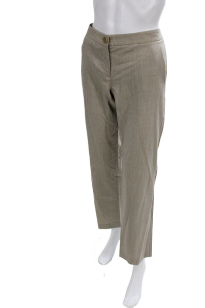 Theory Unisex Dress Pants Beige Wool Lycra Button Inseam 30 Size 6