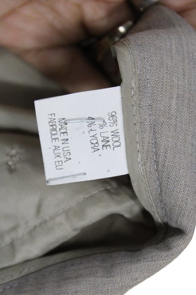 Theory Unisex Dress Pants Beige Wool Lycra Button Inseam 30 Size 6