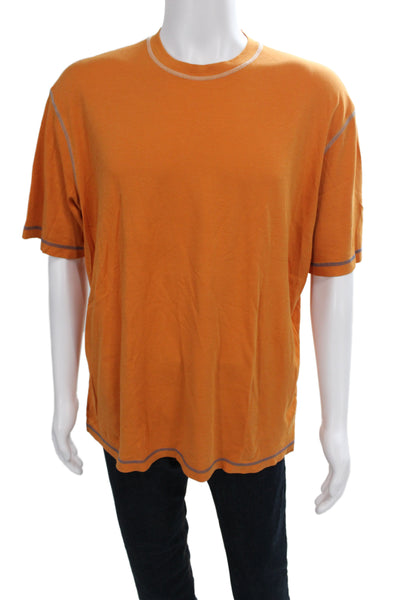 Zegna Sport Mens Orange Crew Neck Cotton T-Shirt Short Sleeve Size XL