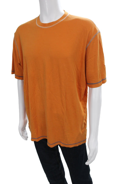 Zegna Sport Mens Orange Crew Neck Cotton T-Shirt Short Sleeve Size XL
