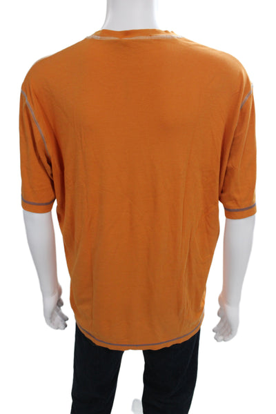 Zegna Sport Mens Orange Crew Neck Cotton T-Shirt Short Sleeve Size XL