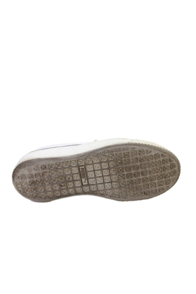 Puma Womens Leather Laced Top Basket Platform Sneakers White Size 8.5