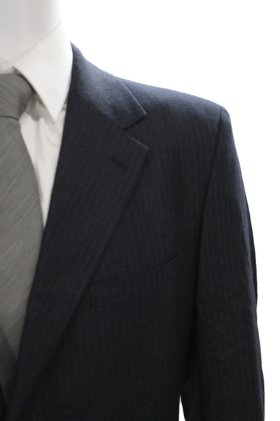 Prada Mens 2 Piece Blue Striped Virgin Wool Suit Size 54