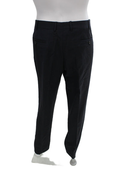 Prada Mens 2 Piece Dark Blue Suit Button Collared Wool Blend Size 52