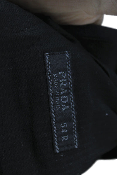Prada Mens 2 Piece Dark Blue Suit Button Collared Wool Blend Size 52