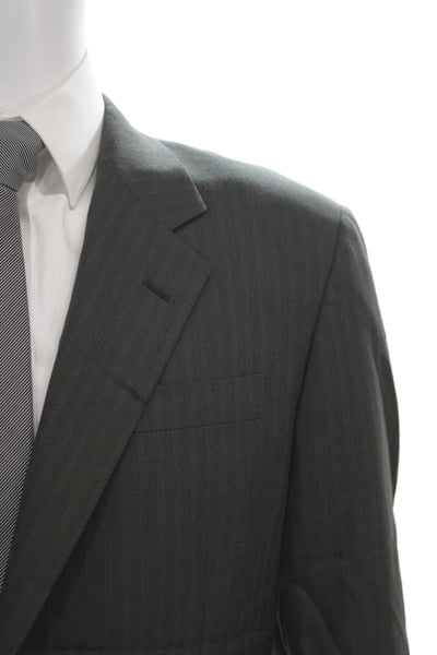 Prada Mens 2 Piece Striped Dark Gray Wool Suit Size 54