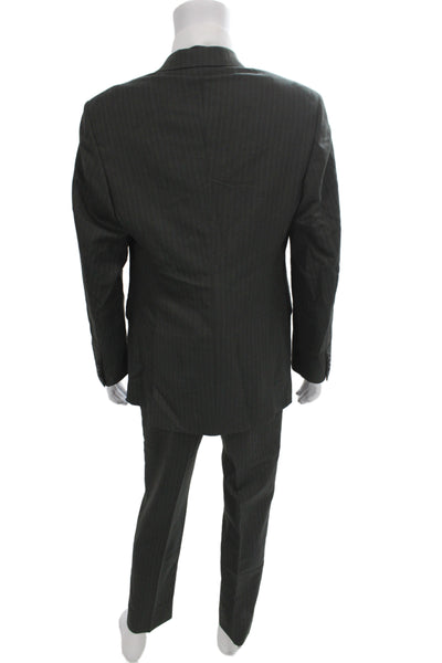 Prada Mens 2 Piece Striped Dark Gray Wool Suit Size 54