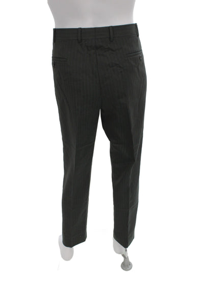 Prada Mens 2 Piece Striped Dark Gray Wool Suit Size 54