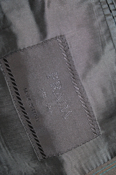 Prada Mens 2 Piece Striped Dark Gray Wool Suit Size 54