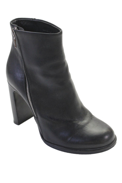 Rag & Bone Womens Side Zip Block Heel Leather Ankle Boots Black Size 36
