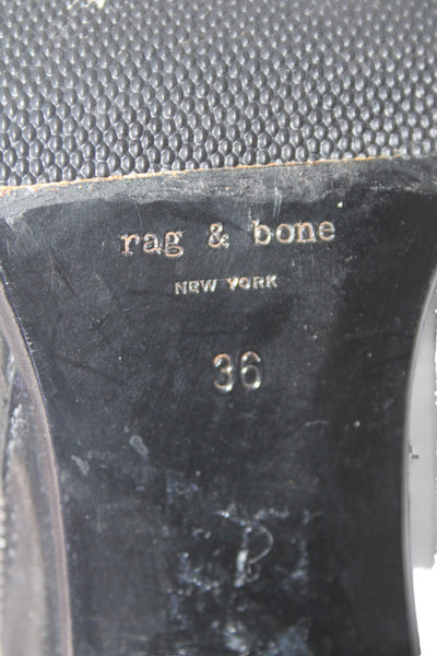 Rag & Bone Womens Side Zip Block Heel Leather Ankle Boots Black Size 36