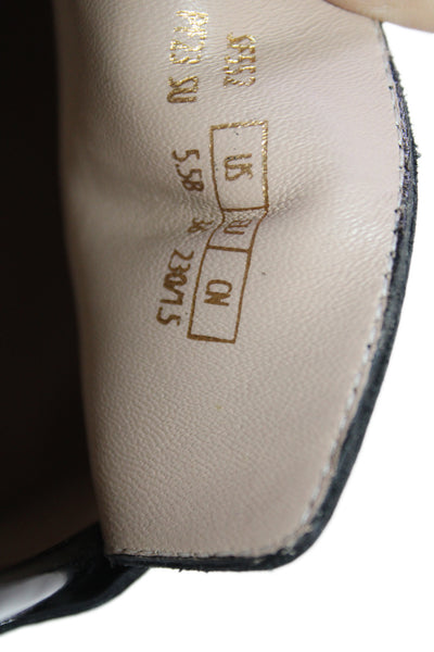 Stuart Weitzman Womens Slip On Block Heel Patent Leather Loafers Black Size 5.5