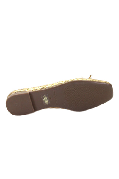 Bernardo Womens Slip On Woven Metallic Leather Ballet Flats Gold Tone Size 6