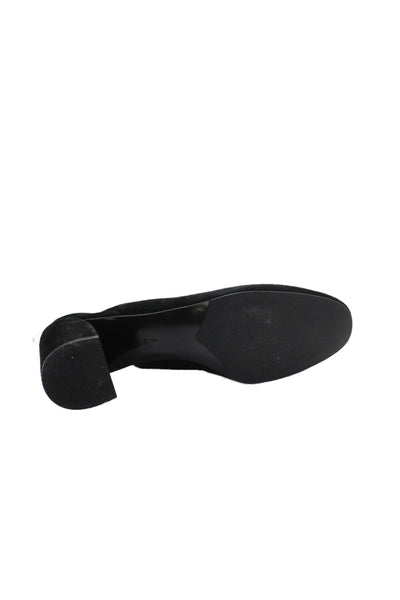 Jildor Womens Block Heel Round Toe Suede Slingback Pumps Black Size 6M
