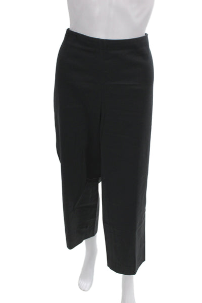 St. John Womens Cropped Dress Pants Black Cotton Polyester Hook & Eye Size 14