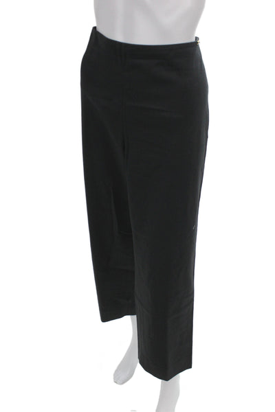 St. John Womens Cropped Dress Pants Black Cotton Polyester Hook & Eye Size 14