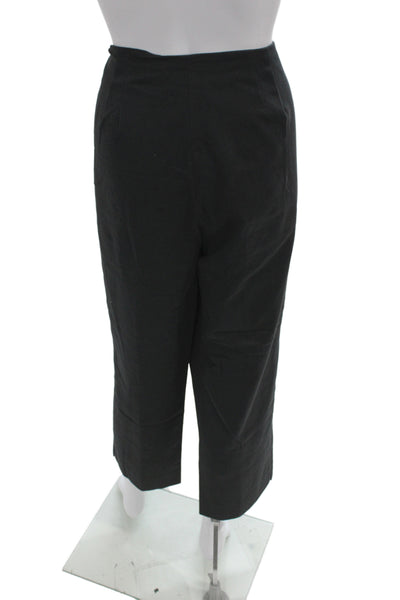 St. John Womens Cropped Dress Pants Black Cotton Polyester Hook & Eye Size 14