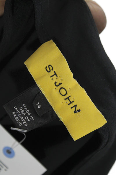 St. John Womens Cropped Dress Pants Black Cotton Polyester Hook & Eye Size 14