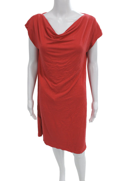 Eileen Fisher Women Shift Dress Red Short Sleeve Knee Length Size M