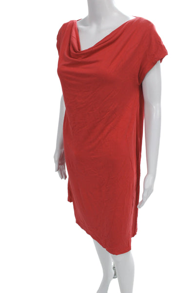Eileen Fisher Women Shift Dress Red Short Sleeve Knee Length Size M