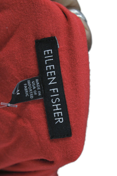 Eileen Fisher Women Shift Dress Red Short Sleeve Knee Length Size M