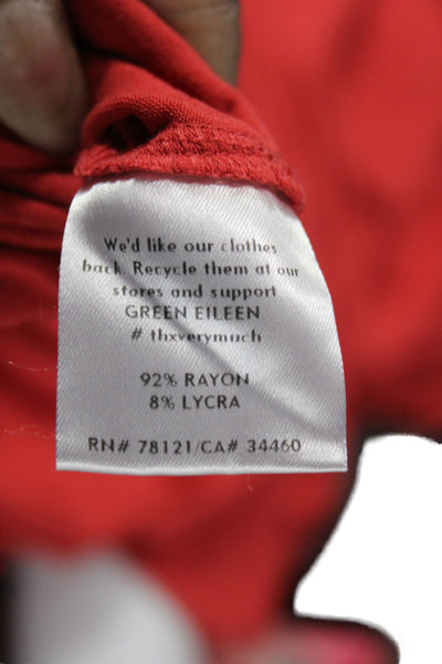 Eileen Fisher Women Shift Dress Red Short Sleeve Knee Length Size M