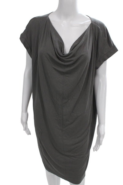 Eileen Fisher Womens T-Shirt Dress Dark Gray Short Sleeve Rayon Lycra Size M