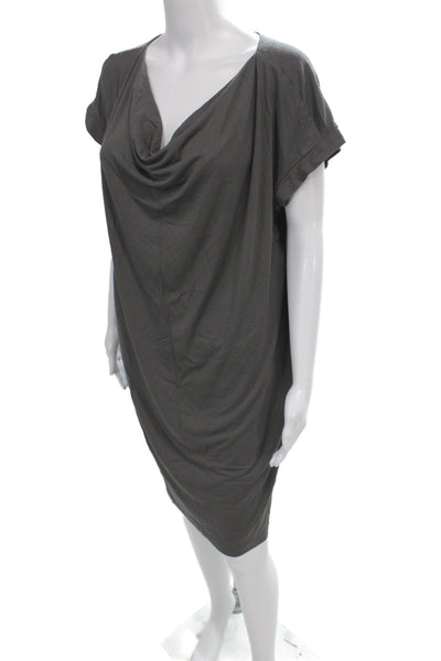 Eileen Fisher Womens T-Shirt Dress Dark Gray Short Sleeve Rayon Lycra Size M