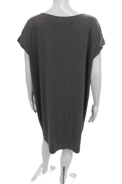 Eileen Fisher Womens T-Shirt Dress Dark Gray Short Sleeve Rayon Lycra Size M