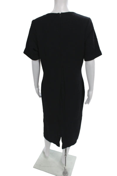 St. John Evening Womens Sheath Dress Black Wool Blend Short Sleeve Size 12
