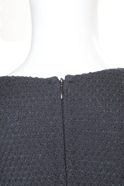 St. John Evening Womens Sheath Dress Black Wool Blend Short Sleeve Size 12