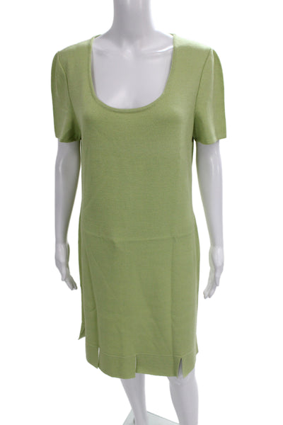 St. John Collection Womens Sweater Dress Green Short Sleeve Round Neck Size 12