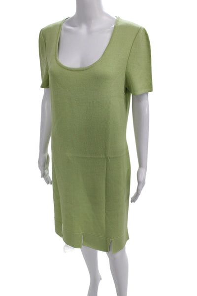 St. John Collection Womens Sweater Dress Green Short Sleeve Round Neck Size 12