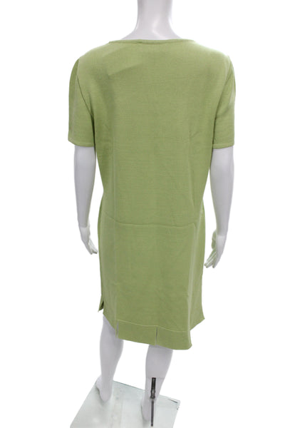 St. John Collection Womens Sweater Dress Green Short Sleeve Round Neck Size 12