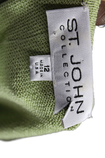 St. John Collection Womens Sweater Dress Green Short Sleeve Round Neck Size 12