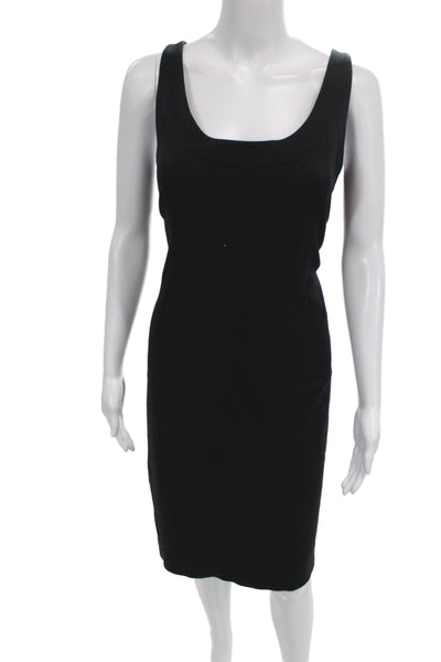 Eileen Fisher Women Sheath Tank Dress Black Square Neck Knee Length Size M