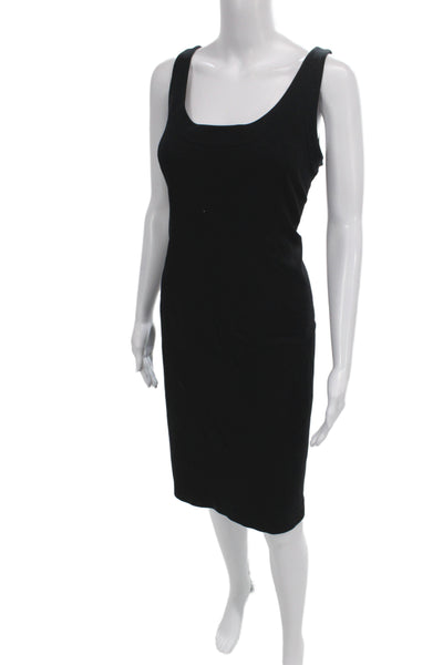 Eileen Fisher Women Sheath Tank Dress Black Square Neck Knee Length Size M