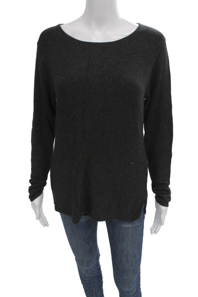 Eileen Fisher Unisex Dark Gray Pullover Sweater Long Sleeve Round Neck Size M