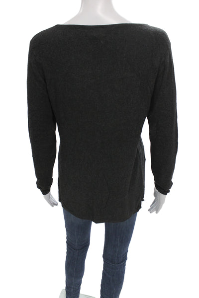 Eileen Fisher Unisex Dark Gray Pullover Sweater Long Sleeve Round Neck Size M