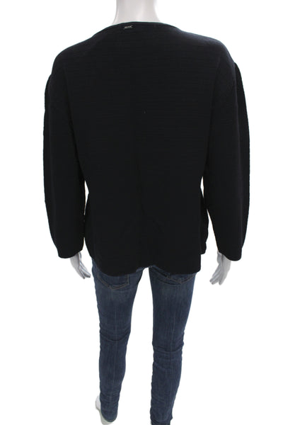 St. John Sport Unisex Long Sleeve V-Neck Pullover Black Cotton Size L