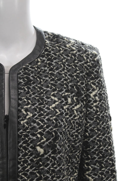 Dana Buchman Women Black Wool Blend Blazer Round Neck Long Sleeve Size 12P